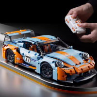 1:14 포르쉐 911RSR 파워팩 DIY 블록 동력 테크닉 RC카 조립 자동차 1200pcs (배터리 리모컨 포함)