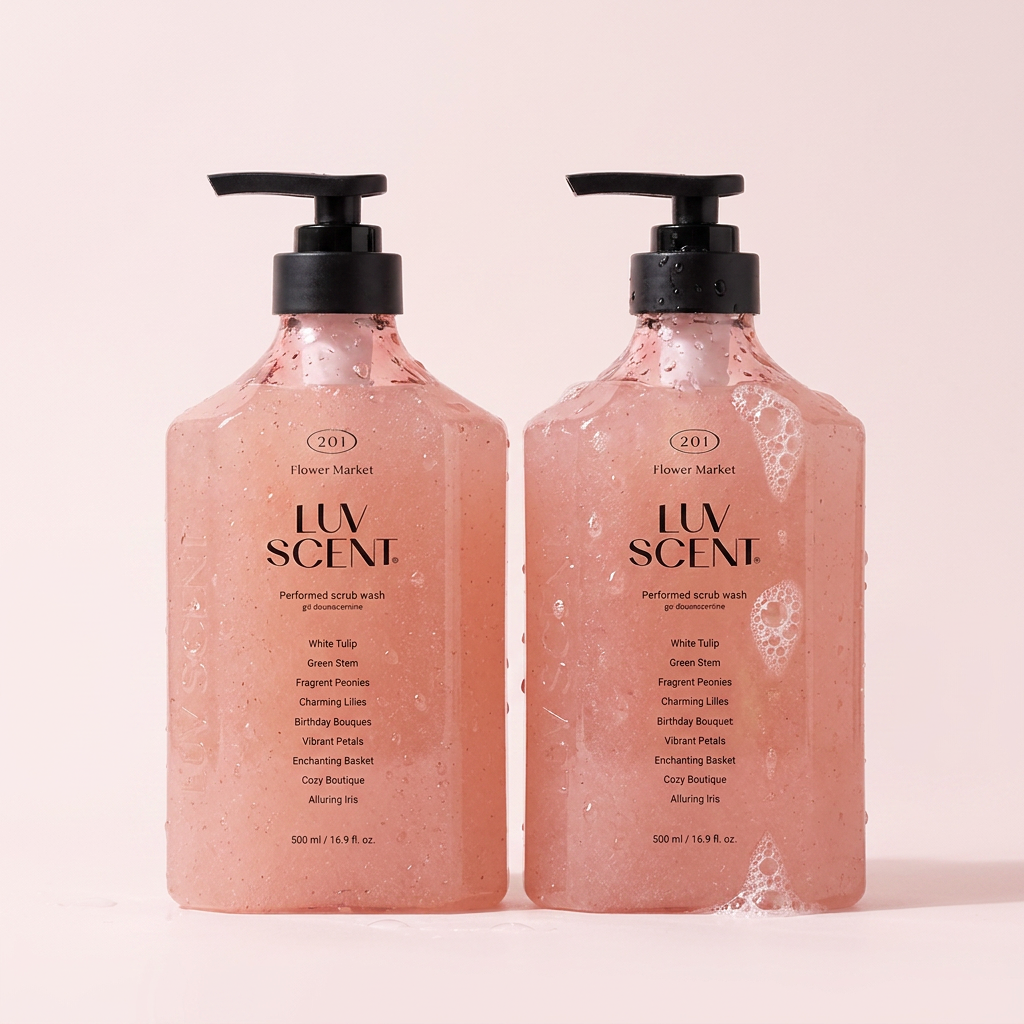 하루특가) 럽센트 스크럽 워시 플라워마켓, 화이트 튤립향, 500ml, 2개