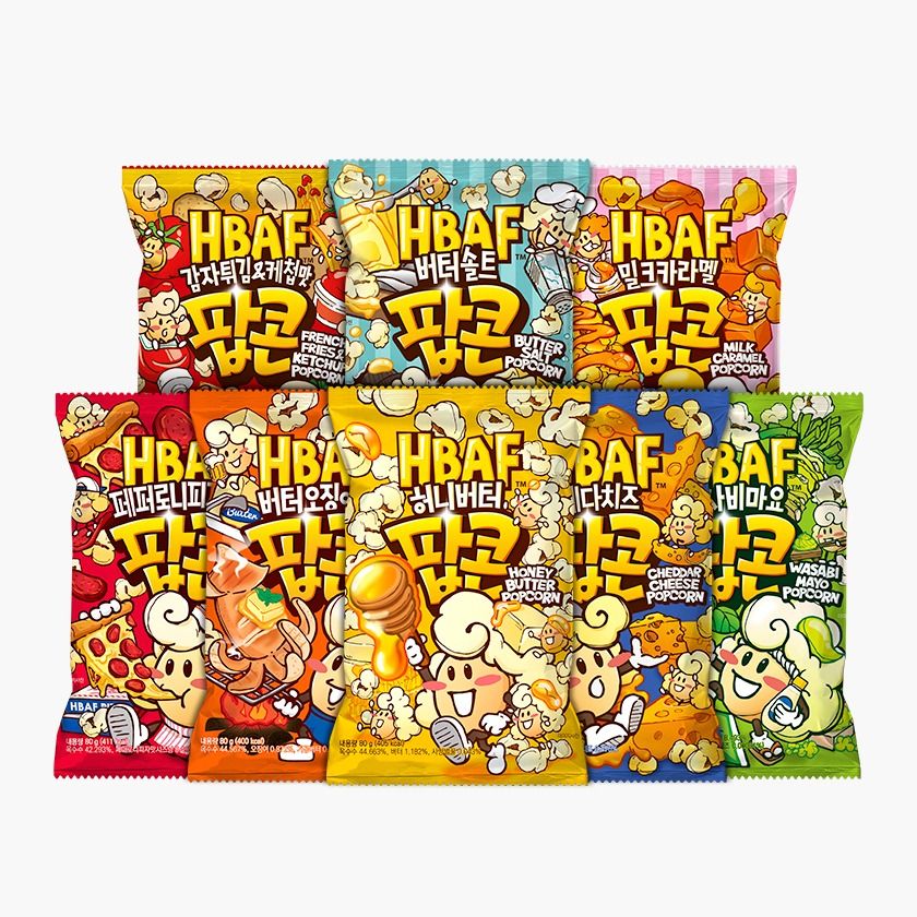 하루특가) HBAF 팝콘 맛보기 세트, 8종, 1세트