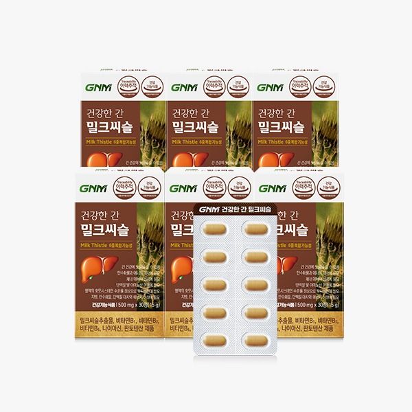 하루특가) GNM 자연의품격 건강한 간 밀크씨슬, 500mg, 30정, 6개