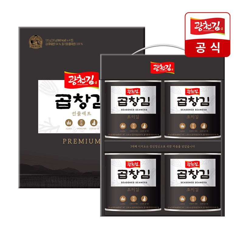 하루특가) 광천김 곱창김 캔김 선물세트, 30g, 4개입, 1세트