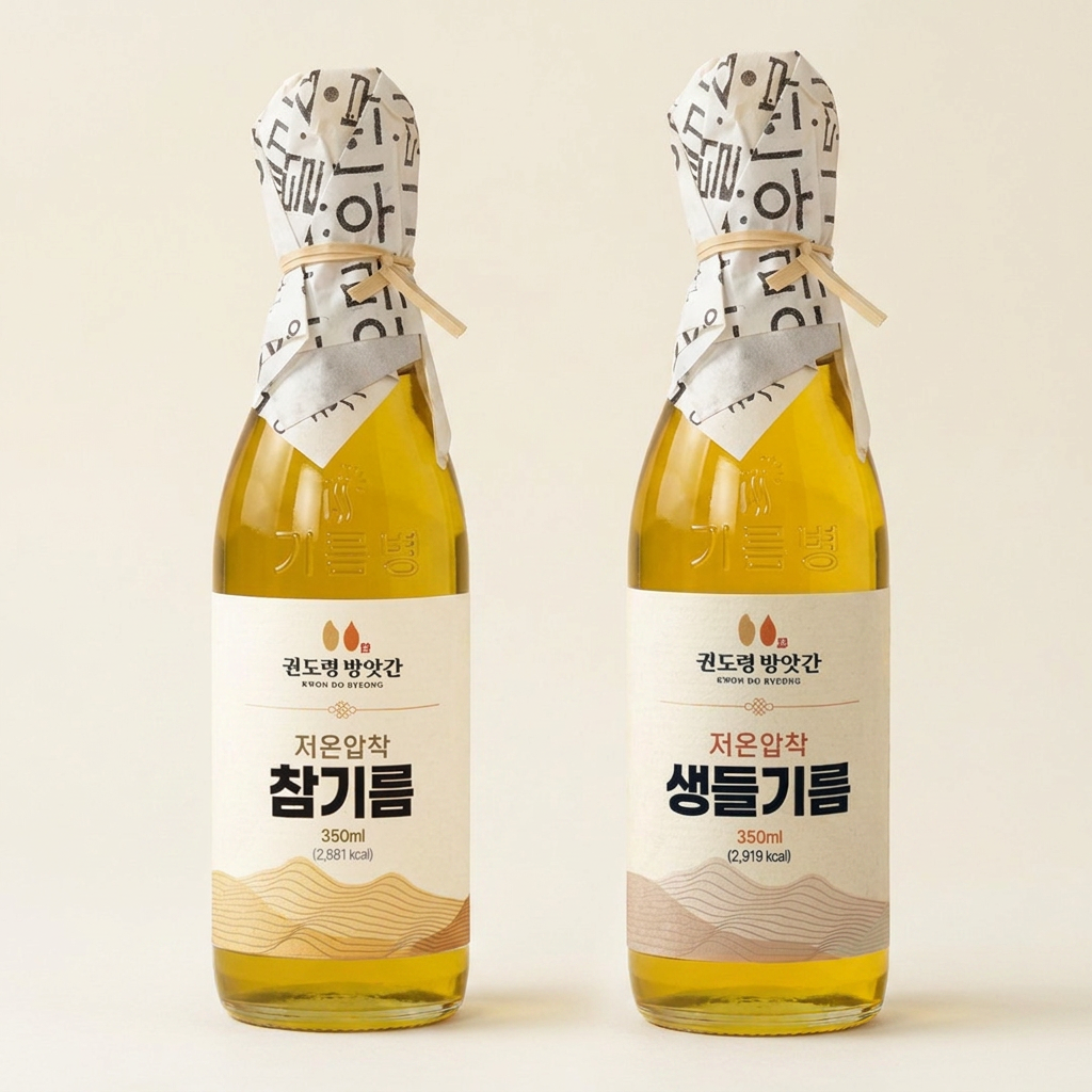 하루특가) 권도령방앗간 참기름, 350ml, 1개 + 생들기름, 350ml, 1개