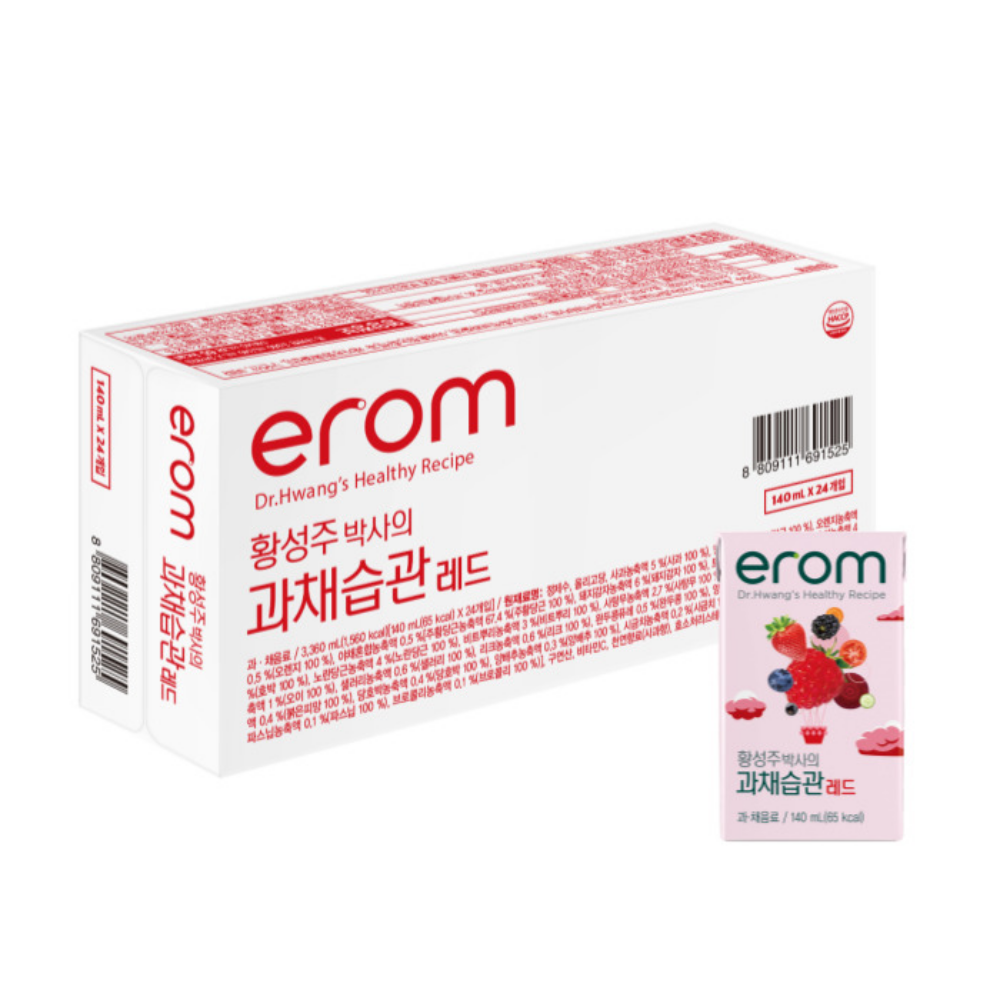 하루특가) 이롬 황성주박사의 과채습관, 레드, 140ml, 24개