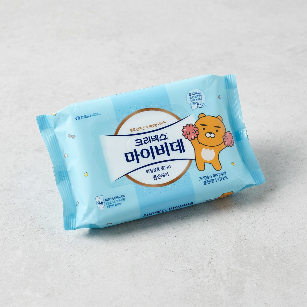 하루특가) 크리넥스 마이비데 클린케어 화장실용 물티슈, 40매, 8팩