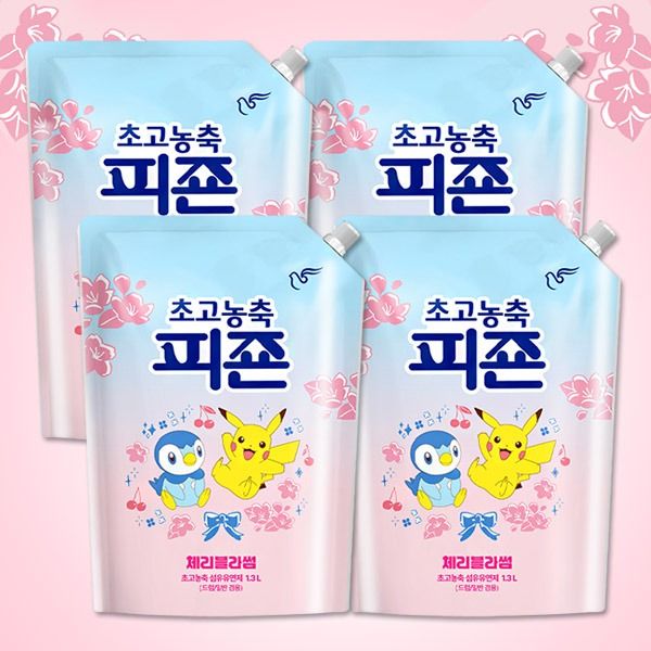 하루특가) 초고농축 피죤 체리블라썸 섬유유연제, 1.3L, 4개