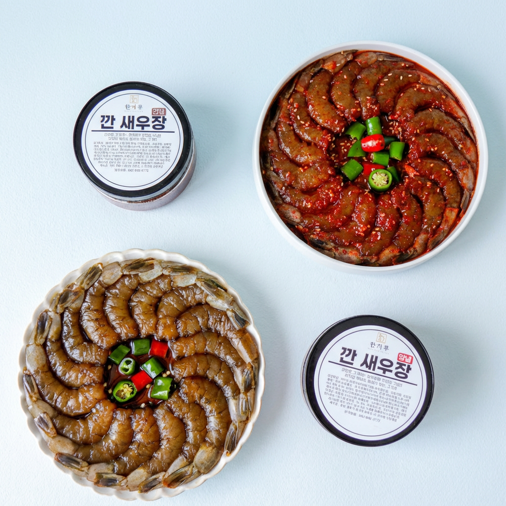 하루특가) 한끼루 깐새우장, 간장 350g 1개 + 양념 350g 1개, 2개