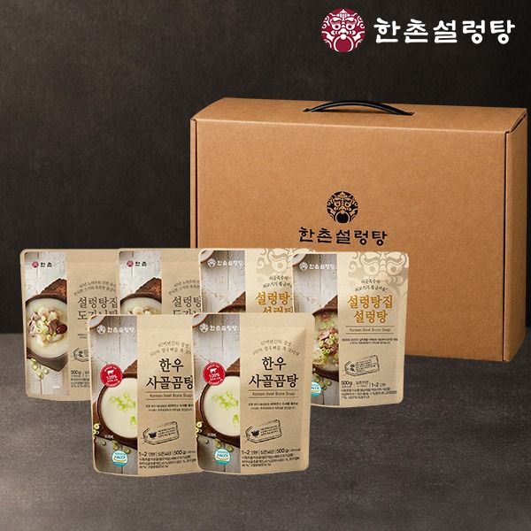 하루특가) 한촌설렁탕 보양 3종 선물세트, 설렁탕 2개 + 사골곰탕 2개 + 도가니탕 2개, 3kg, 1세트