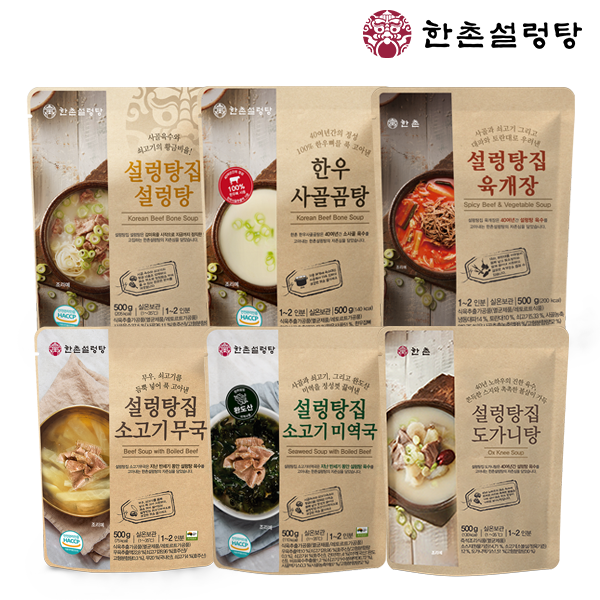 하루특가) 한촌설렁탕 상온보관 국, 탕 BEST 6종, 500g, 6개, 1세트