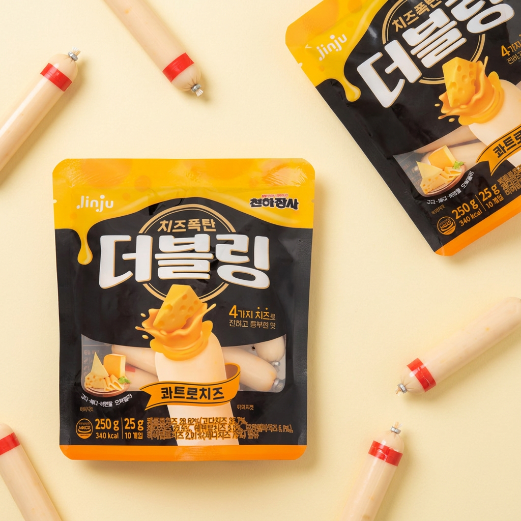 하루특가) 진주햄 천하장사 더블링, 콰트로치즈, 25g, 10개입, 3개