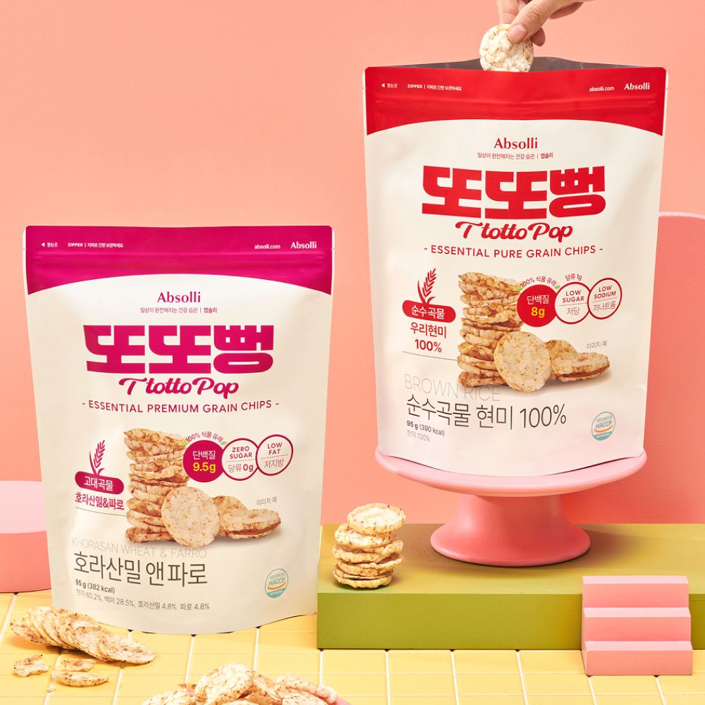 하루특가) 앱솔리 또또뻥, 95g, 현미 3개 + 호라산밀앤파로 3개, 6개