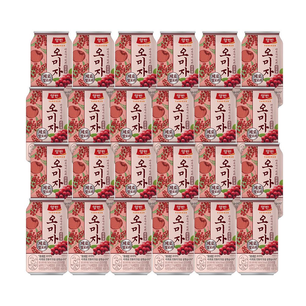 하루특가) 양반 오미자 제로, 340ml, 24개