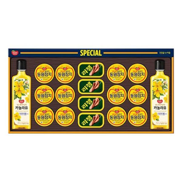 하루특가) 동원 스페셜 선물세트 W호, 라이트 스탠다드 90g 12개 + 리챔 오리지널 120g 4개 + 카놀라유 480ml 2개, 1세트