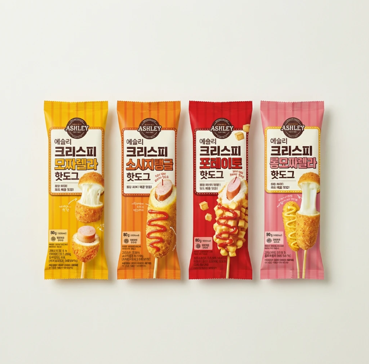 PICK) 애슐리 크리스피 핫도그 4종, 80g, 8개입, 1세트