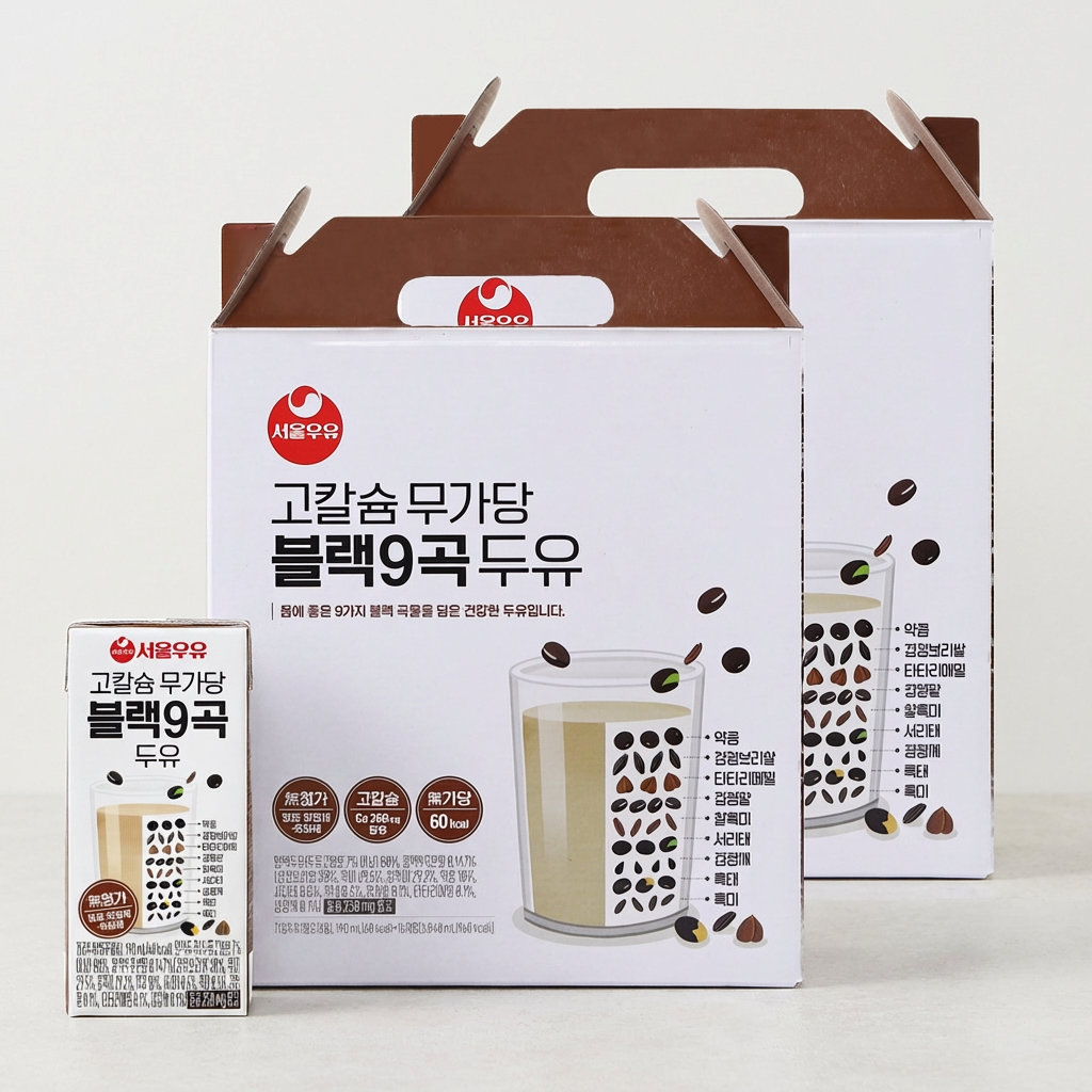 하루특가) 서울우유 고칼슘 무가당 블랙9곡 두유, 190ml, 32개