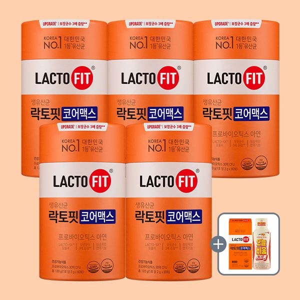 하루특가) 종근당건강 락토핏 코어맥스, 60포, 5개 +코어맥스, 30포, 1개 + 오늘비움 스트롱, 1병