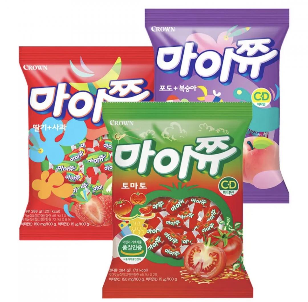 [토스] 크라운 마이쮸, 딸기사과 284g + 포도복숭아 284g + 토마토 284g 1개, 3개 12790원