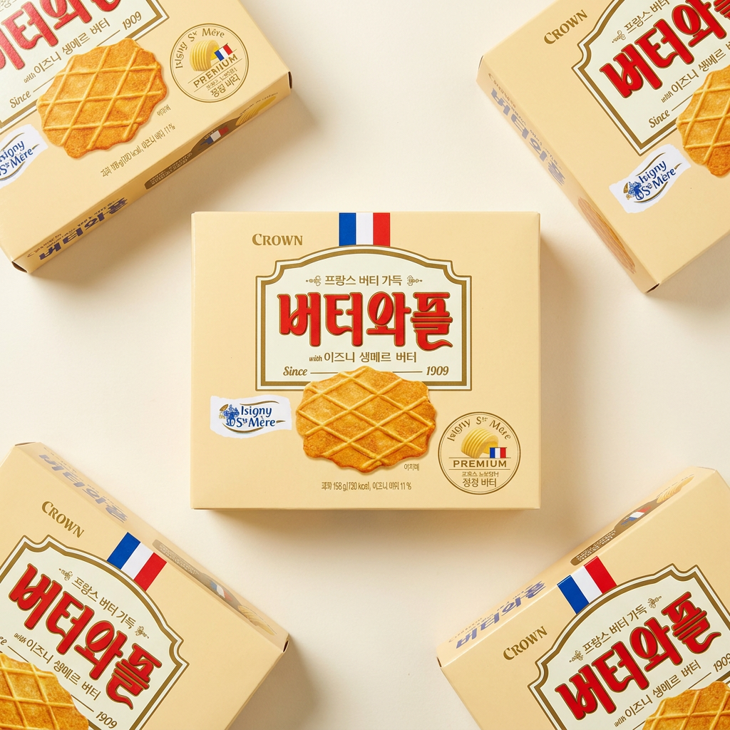 하루특가) 크라운 버터와플 with 이즈니 생메르 버터, 158g, 3개