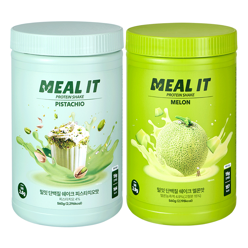 하루특가) 밀잇 식단관리 단백질 쉐이크 피스타치오 + 멜론, 560g, 2개