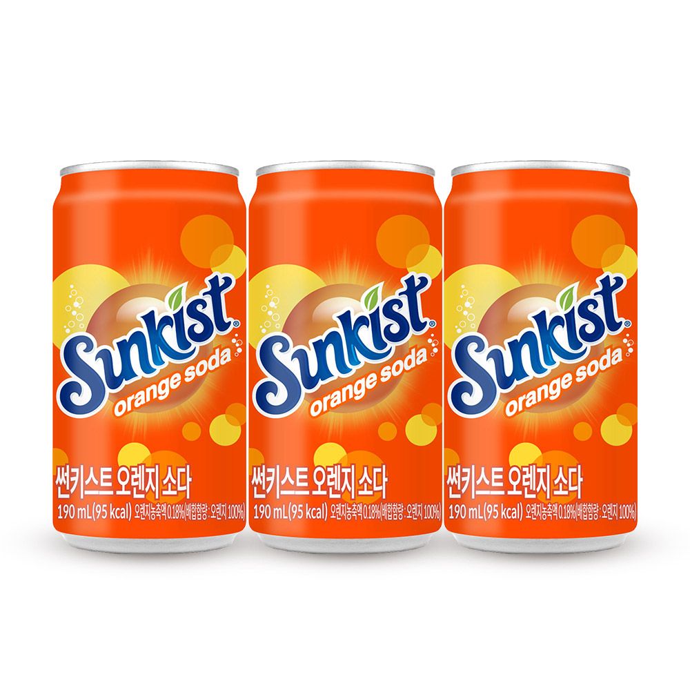 하루특가) 썬키스트 오렌지 소다, 190ml, 30개