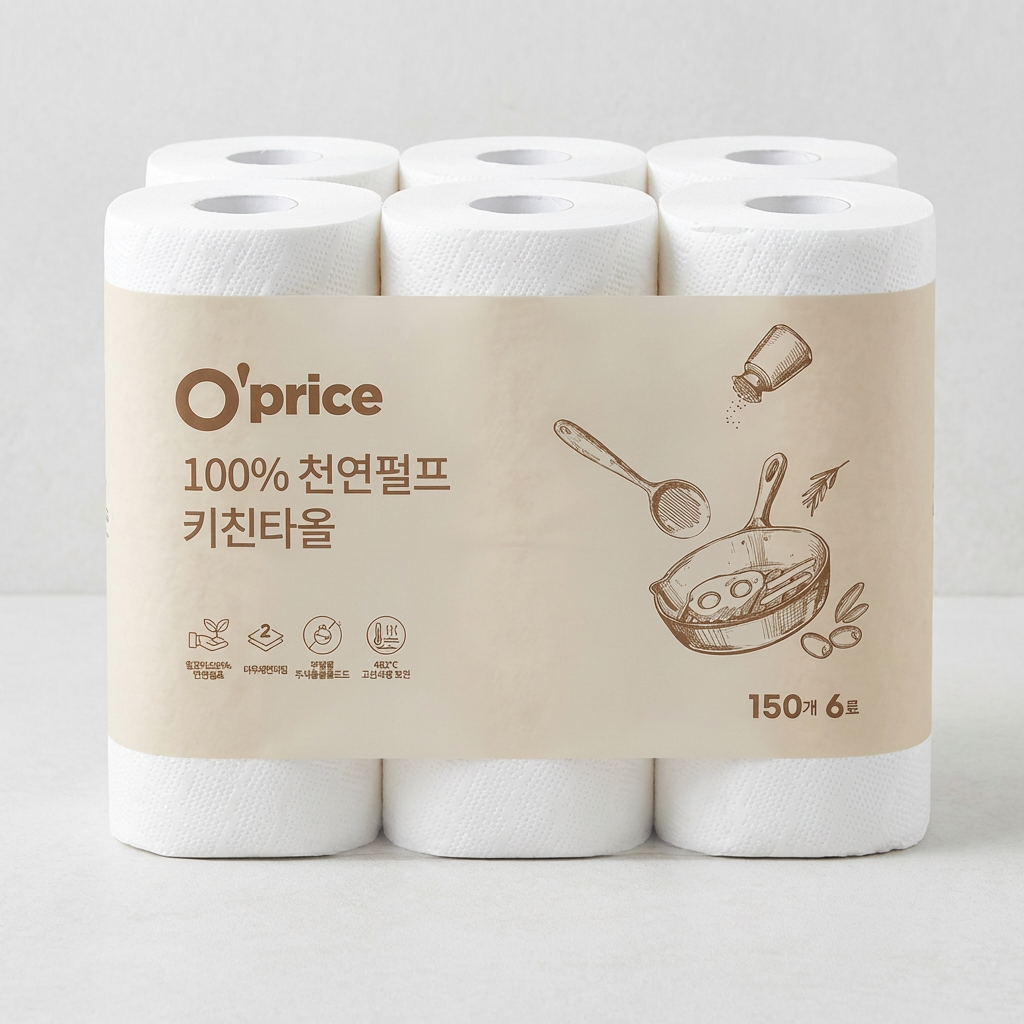 하루특가) 오프라이스 천연펄프 키친타올, 2겹, 150매, 6롤