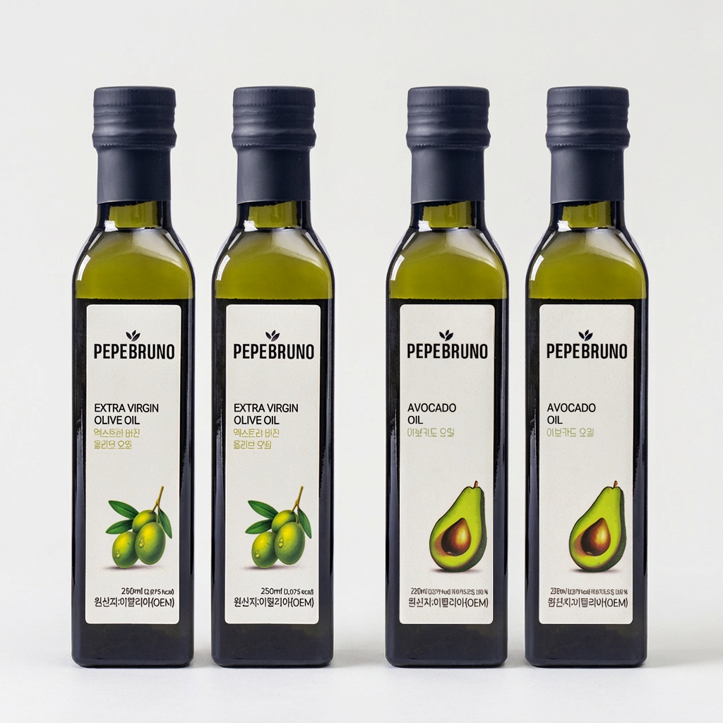 하루특가) 페페브루노 엑스트라버진 올리브오일 250ml, 2병 + 아보카도 오일 250ml, 2병, 1세트
