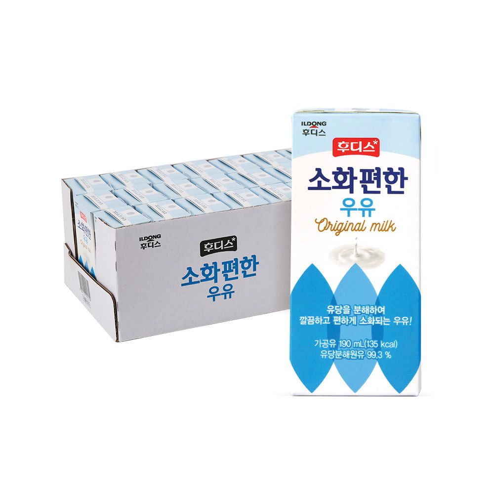 하루특가) 후디스 소화 편한 우유 오리지널, 190ml, 24개
