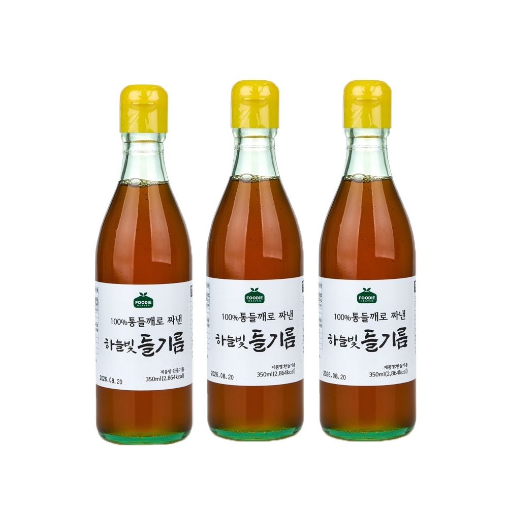 하루특가) 푸디헤븐 하늘빛 들기름, 350ml, 3병