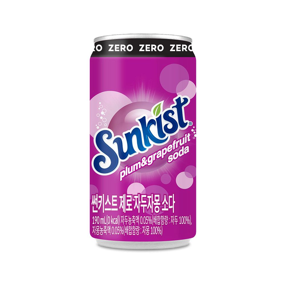 하루특가) 썬키스트, 제로 자두자몽소다, 190ml, 30개