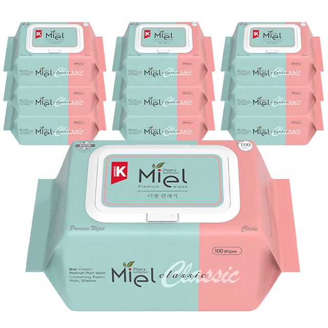 하루특가) 미엘 클래식 물티슈, 캡형, 100매, 50g, 10팩