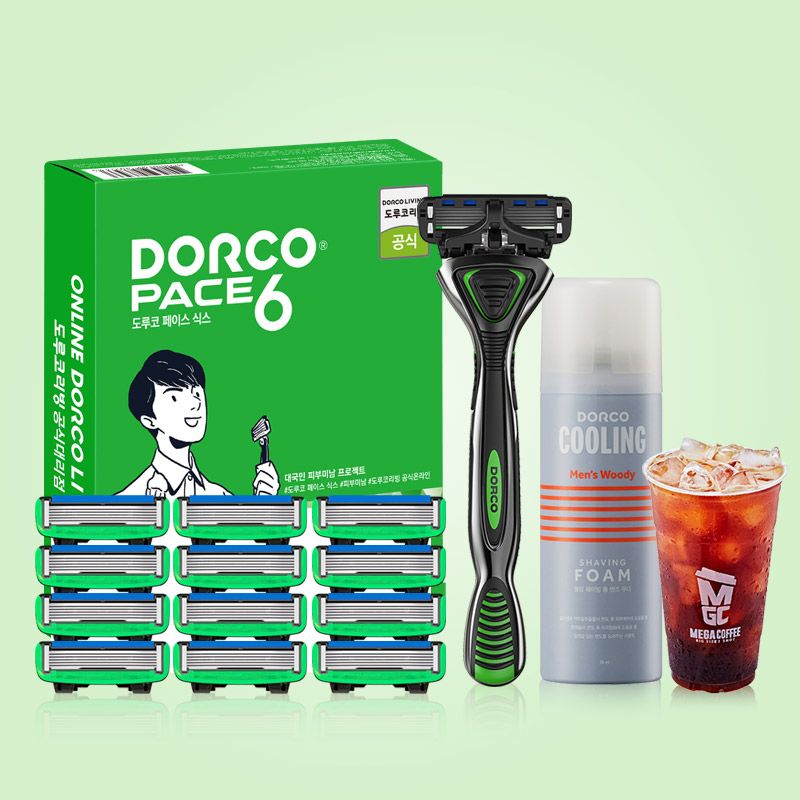 하루특가) 도루코 페이스6 면도기, 1개 + 면도날, 13개 + 쿨링 맨즈우디 쉐이빙폼, 74ml, 1개