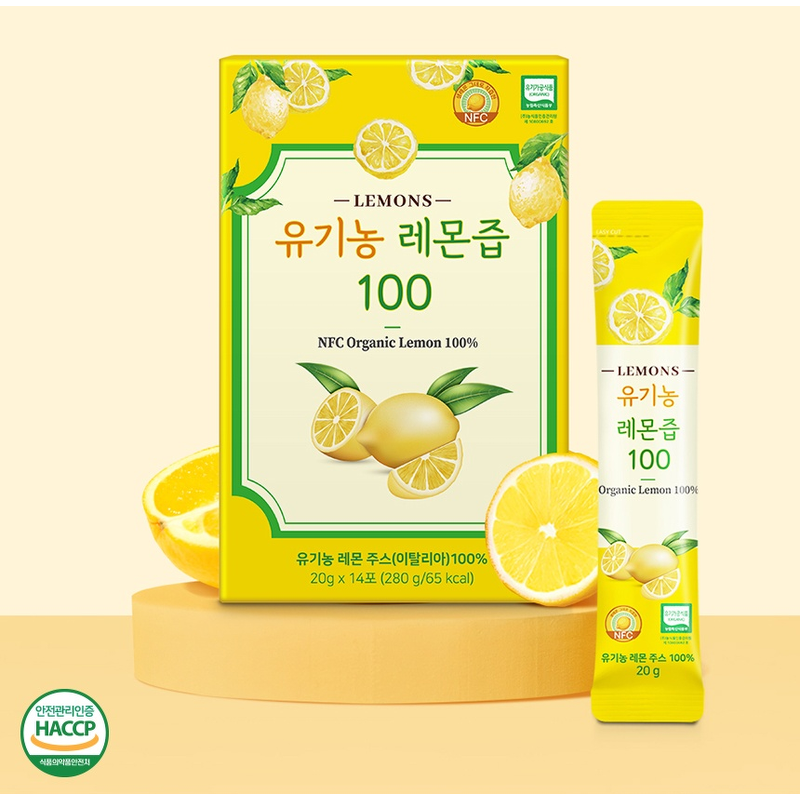 하루특가) 올바른 유기농 레몬즙 100, 20g, 14포, 12개